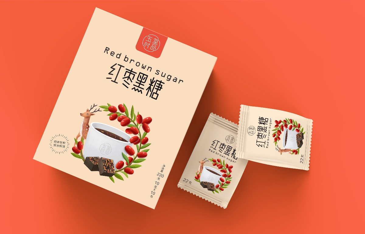 創(chuàng)意極簡黑糖茶包裝設(shè)計