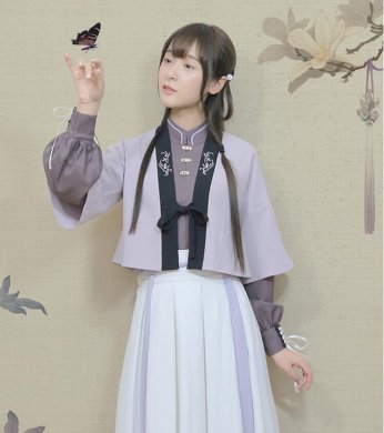 改良版清新唯美漢服，繡花褙子漢服圖片