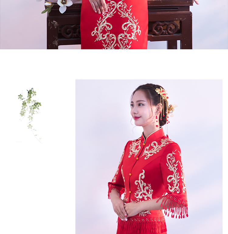 時尚修身新娘結(jié)婚禮服，龍鳳褂中式禮服