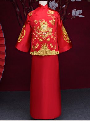 金龍男士古裝中式禮服，復(fù)古中國(guó)風(fēng)新郎禮服