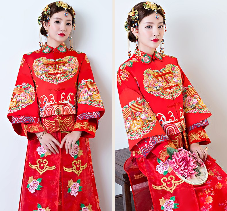 中國古典元素中式禮服，中國風(fēng)新娘結(jié)婚禮服