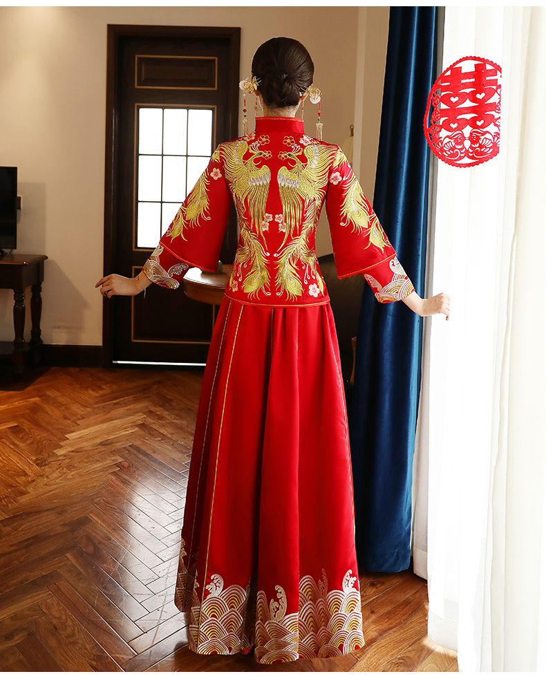 古典獨特刺繡新娘禮服，結(jié)婚中式禮服