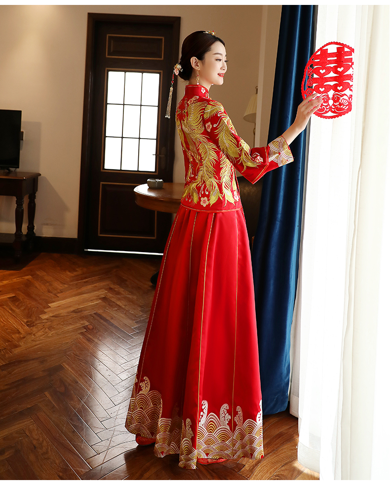 古典獨特刺繡新娘禮服，結(jié)婚中式禮服