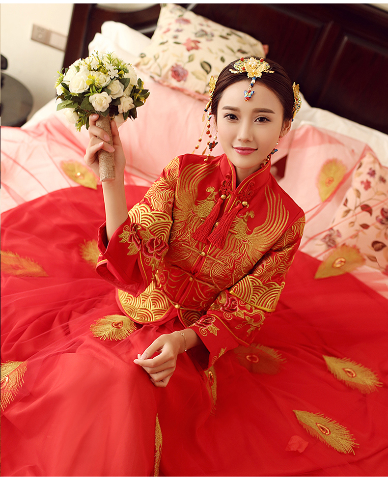 傳統(tǒng)古典中式禮服，復(fù)古新娘結(jié)婚禮服