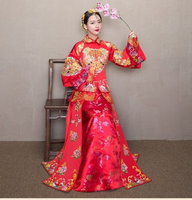 精致優(yōu)雅中式禮服，時尚中國風(fēng)新娘禮服