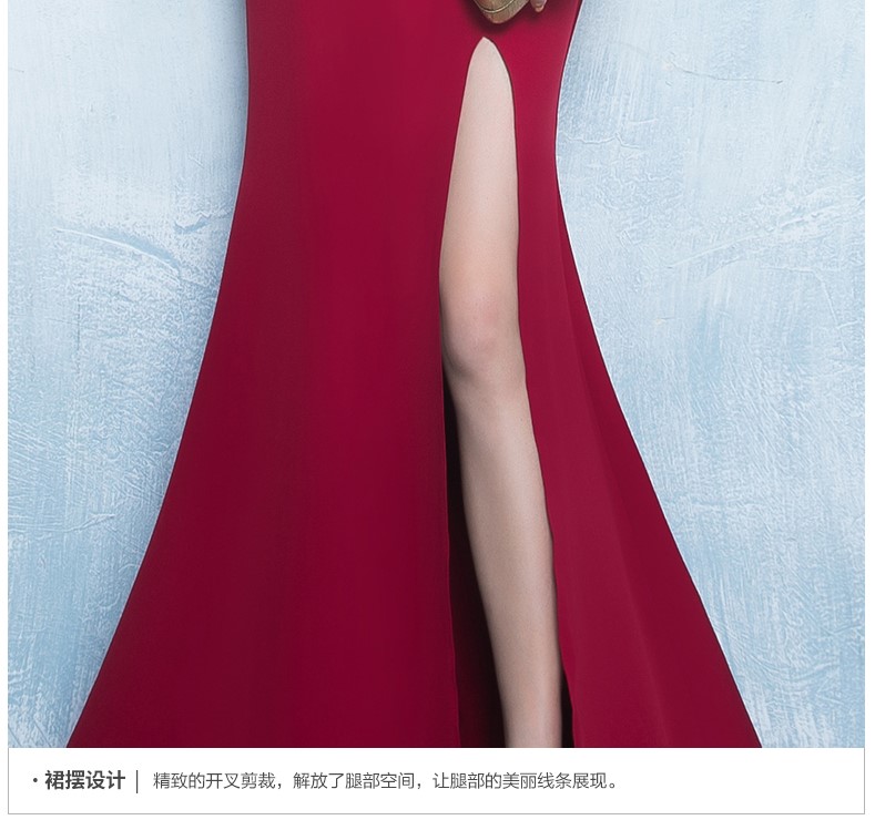 性感氣質(zhì)中式禮服，唯美魚尾開叉晚禮服