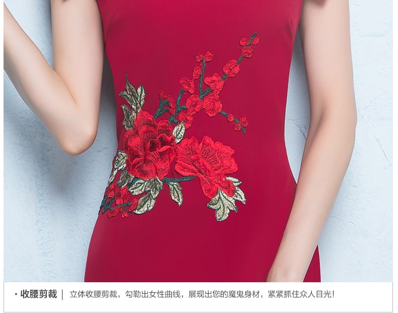 性感氣質(zhì)中式禮服，唯美魚尾開叉晚禮服