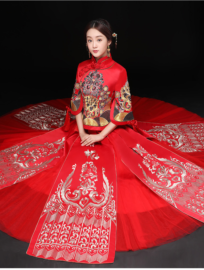 時(shí)尚中國風(fēng)新娘禮服，結(jié)婚禮服中式禮服