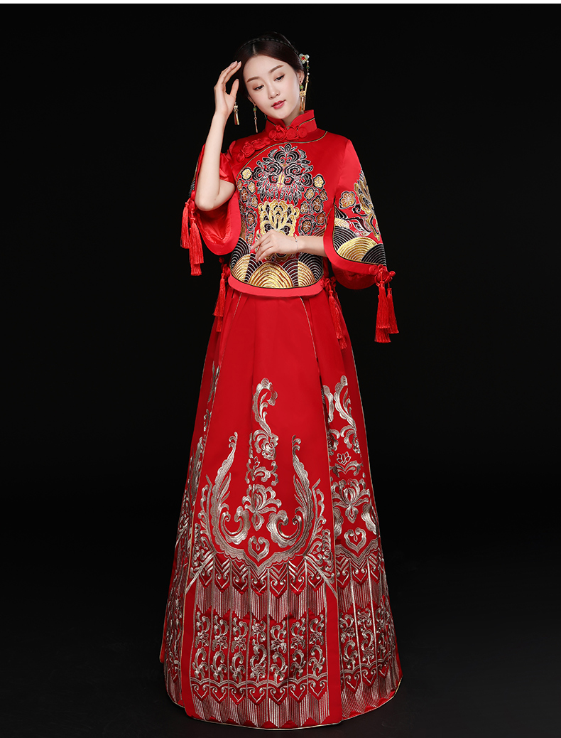 時(shí)尚中國風(fēng)新娘禮服，結(jié)婚禮服中式禮服