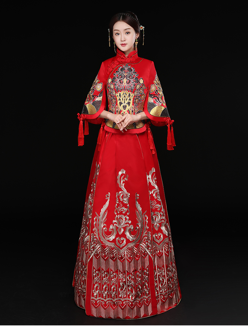 時(shí)尚中國風(fēng)新娘禮服，結(jié)婚禮服中式禮服