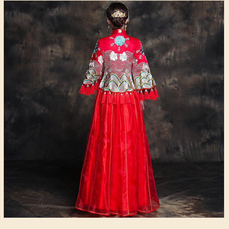 復(fù)古典雅新娘禮服，唯美中式結(jié)婚禮服