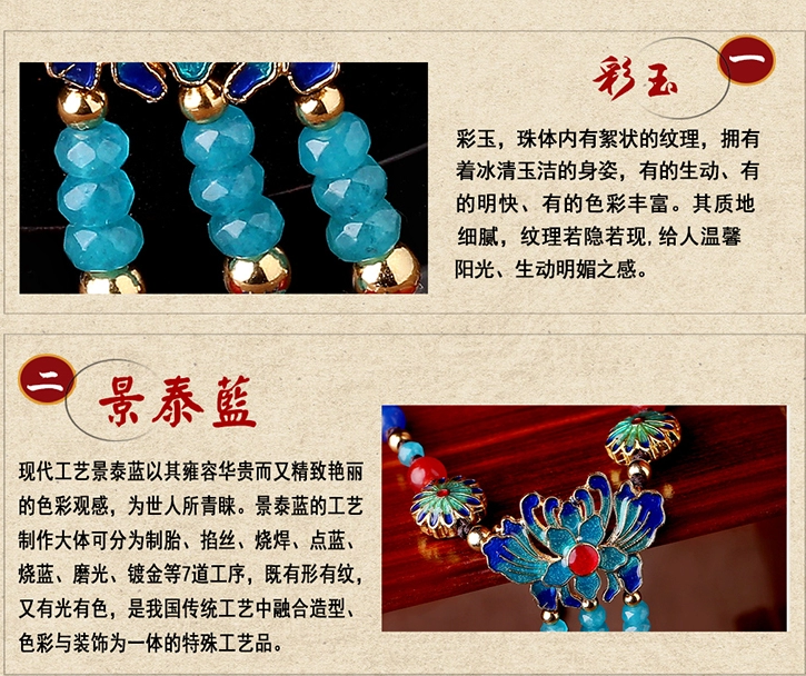 復古氣質(zhì)民族風景泰藍蓮花項鏈