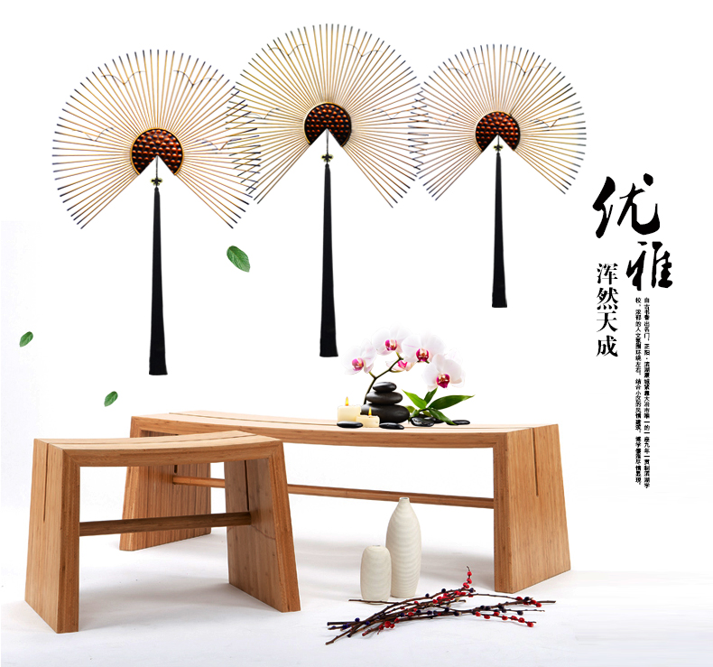 中式墻飾創(chuàng)意鐵藝扇形軟裝飾品