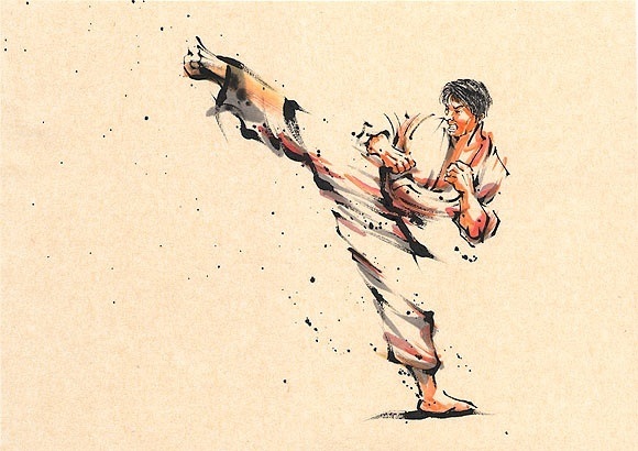 日本勝亦勇水墨功夫中華武術(shù)插畫(八)