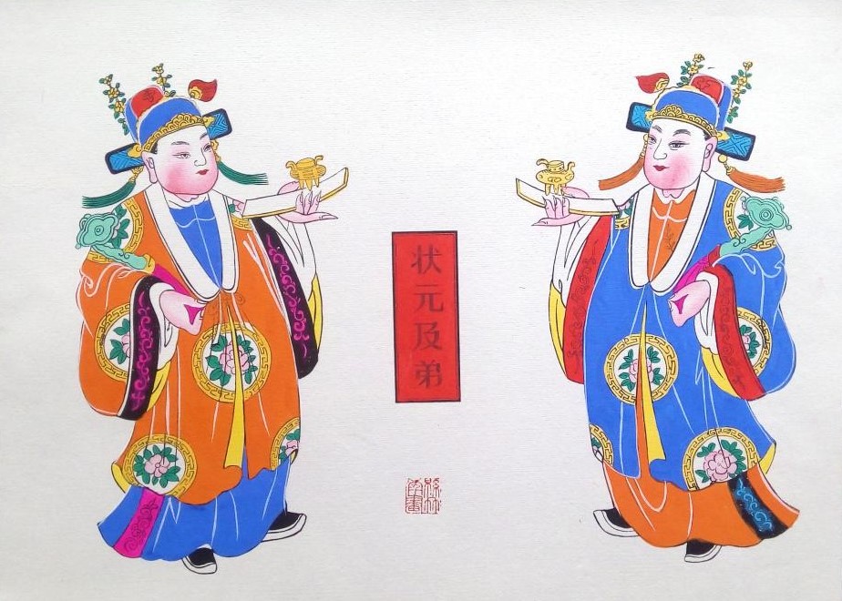 唯美生動門神年畫，古風(fēng)手繪中國年畫