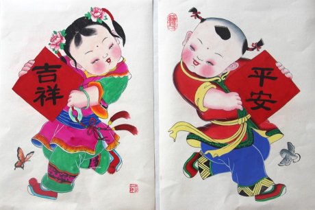 10款唯美生動(dòng)年畫娃娃，古風(fēng)手繪中國(guó)年畫