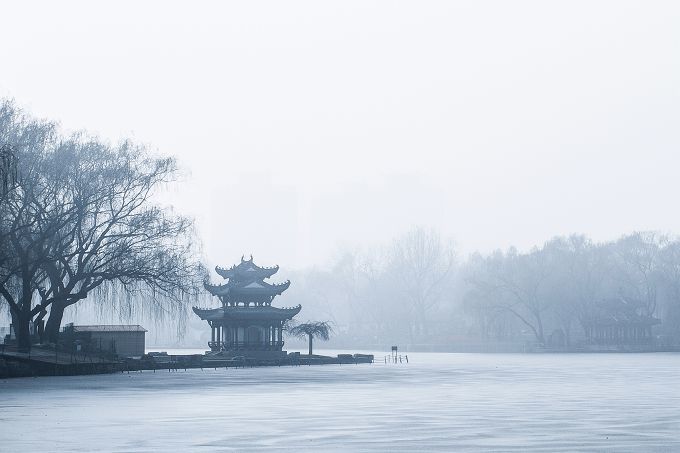 北京陶然亭冬日雪景意境