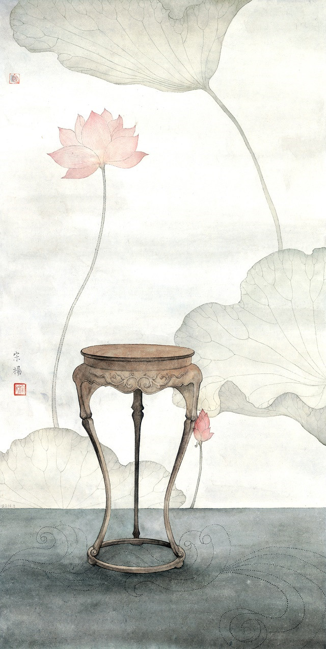 古典清雅宋揚(yáng)國(guó)畫植物家具工筆畫