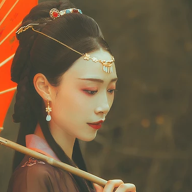 古典少女帶團(tuán)扇女生頭像，唯美古風(fēng)真頭像