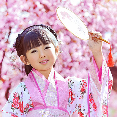 超萌粉色小花仙帶團(tuán)扇女孩頭像，唯美古風(fēng)真人