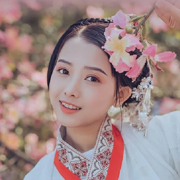 粉色木棉花少女頭像，唯美古風(fēng)真人頭像