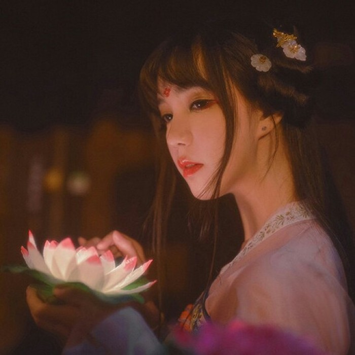 柔美女子攜燈古風(fēng)頭像，婉約中國風(fēng)微信qq頭像
